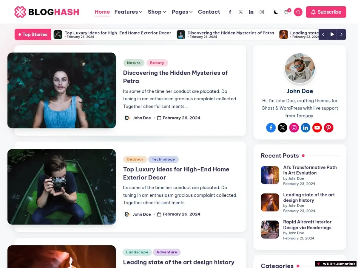 Тема BlogHash WordPress